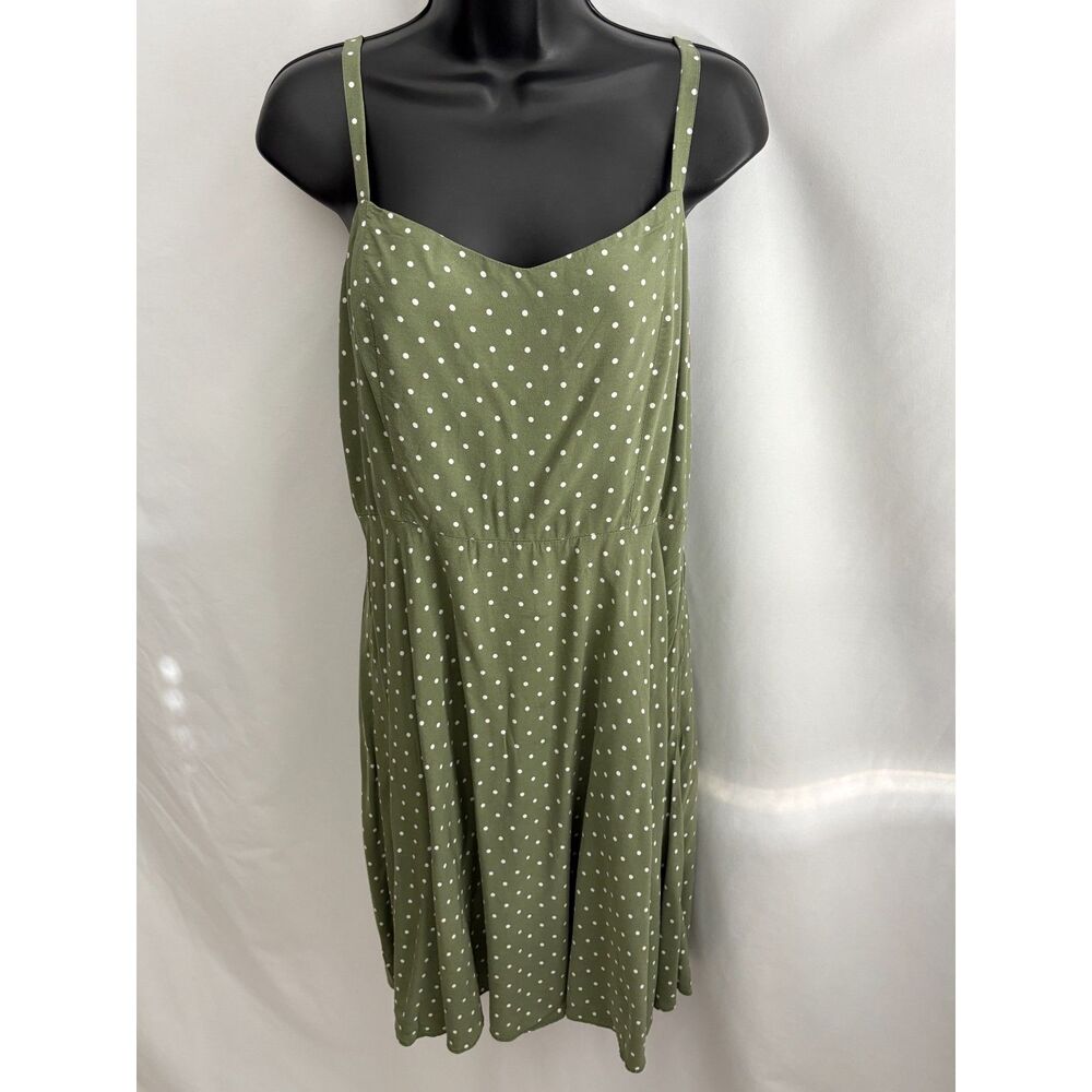 Old Navy Sleeveless Green White Polka Dot Cami Mini Dress Size L Spaghetti Strap